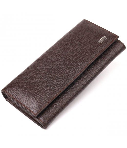 Жіночий стильний гаманець із натуральної зернистої шкіри CANPELLINI 21629 Коричневий