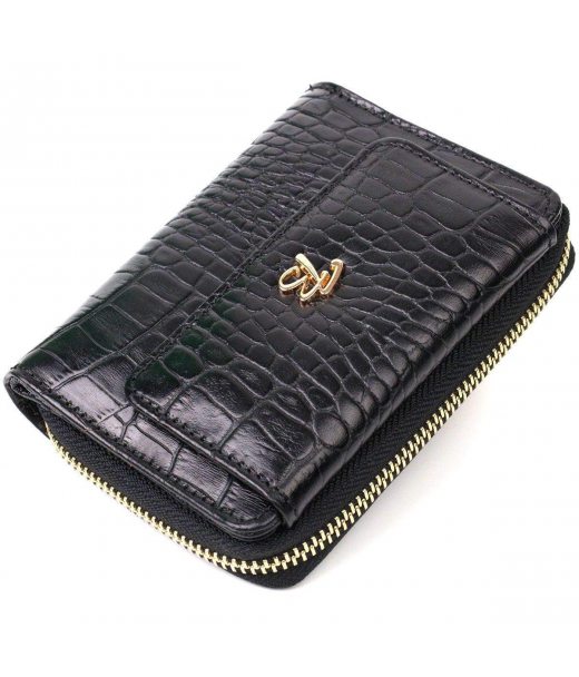 Компактний жіночий гаманець з місткою монетницею на блискавці з натуральної шкіри Tony Bellucci 22014 Чорний Компактний жіночий гаманець з місткою монетницею на блискавці з натуральної шкіри Tony Bellucci 22014 Чорний