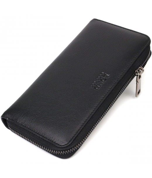 Стильный женский кошелек из натуральной гладкой кожи BOND 22054 Черный