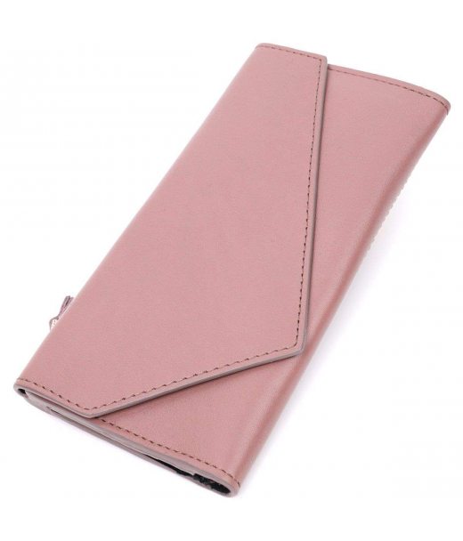 Якісний гаманець із монетницею зовні з натуральної шкіри GRANDE PELLE 11648 Пудровий