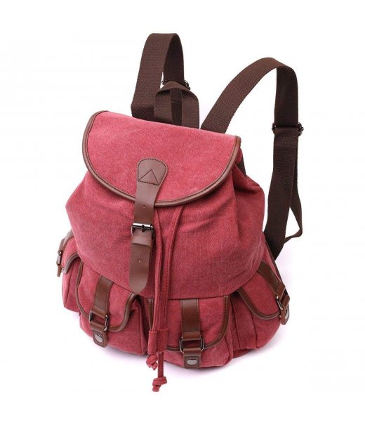 Удобный текстильный рюкзак что закрывается клапаном на магнит Vintage 22153 Бордовый