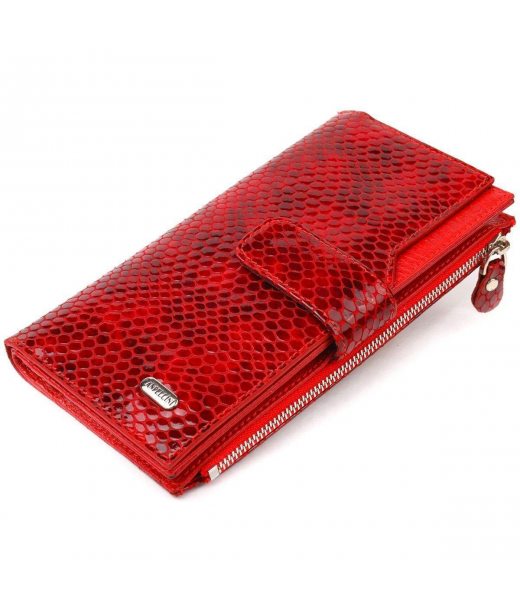 Лакований жіночий гаманець із натуральної шкіри з тисненням під змію CANPELLINI 21639 Червоний