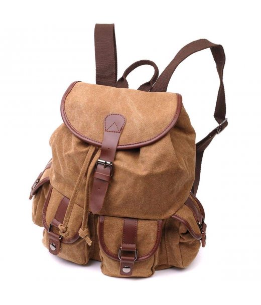 Мужской текстильный рюкзак что закрывается клапаном на магнит Vintage 22155 Коричневый