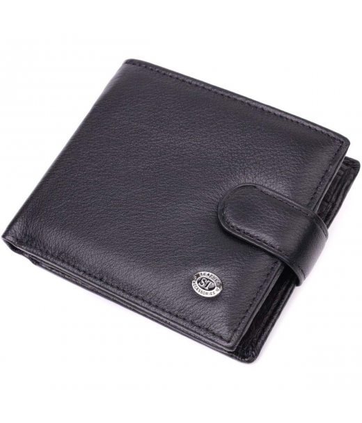 Гаманець чоловічий середнього розміру з натуральної шкіри ST Leather 22473 Чорний Гаманець чоловічий середнього розміру з натуральної шкіри ST Leather 22473 Чорний