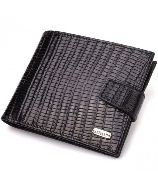 Цікавий чоловічий гаманець із натуральної фактурної шкіри CANPELLINI 21789 Чорний Цікавий чоловічий гаманець із натуральної фактурної шкіри CANPELLINI 21789 Чорний