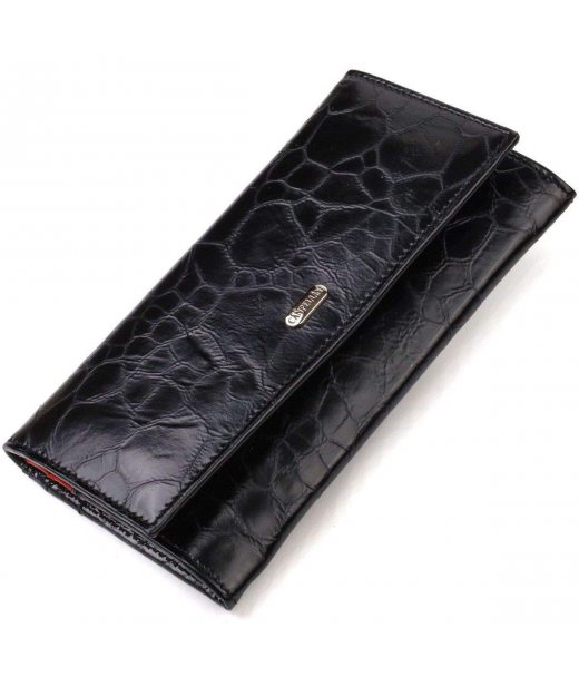 Незвичайний жіночий гаманець із натуральної фактурної шкіри CANPELLINI 21834 Чорний