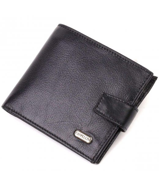 Зручний чоловічий гаманець з натуральної гладкої шкіри CANPELLINI 21877 Чорний Зручний чоловічий гаманець з натуральної гладкої шкіри CANPELLINI 21877 Чорний
