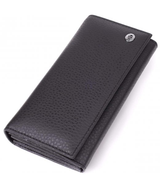 Жіночий вертикальний гаманець із натуральної шкіри ST Leather 23084 Чорний Жіночий вертикальний гаманець із натуральної шкіри ST Leather 23084 Чорний