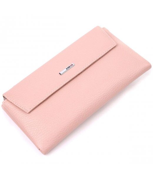 Місткий жіночий гаманець з натуральної шкіри KARYA 21358 Рожевий
