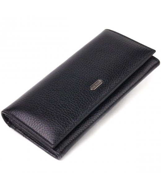 Класичний жіночий гаманець із натуральної зернистої шкіри CANPELLINI 21658 Чорний