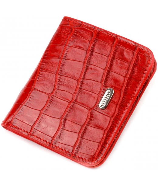 Жіночий гаманець з натуральної шкіри з тисненням під крокодила CANPELLINI 21795 Червоний