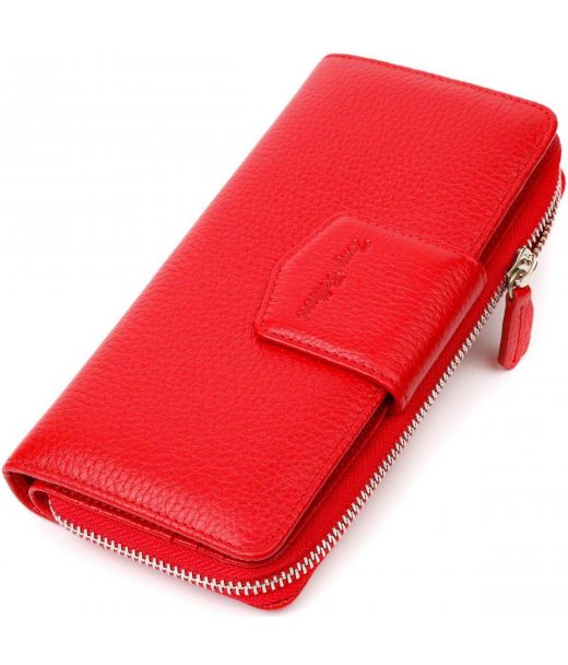 Місткий жіночий гаманець з блоком для карт та документів з натуральної шкіри Tony Bellucci 21956 Червоний