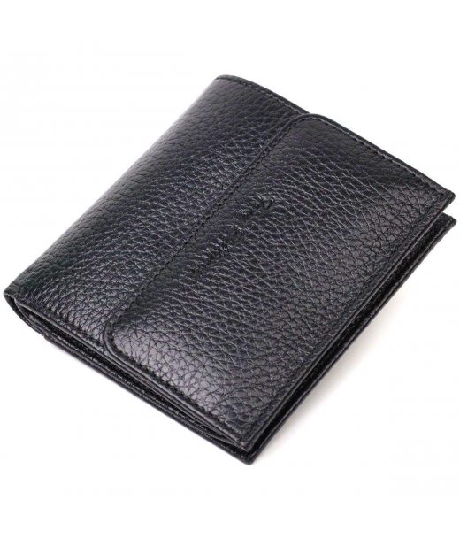 Компактний жіночий гаманець з місткою монетницею на кнопці з натуральної шкіри Tony Bellucci 22010 Чорний