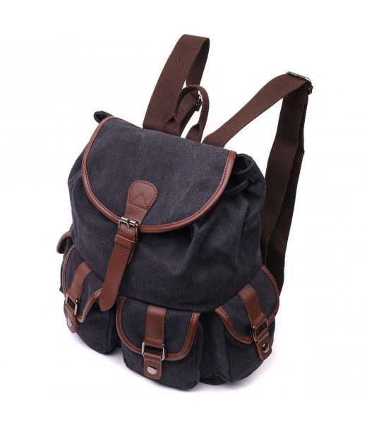 Текстильний рюкзак що закривається клапаном на магніт Vintage 22151 Чорний