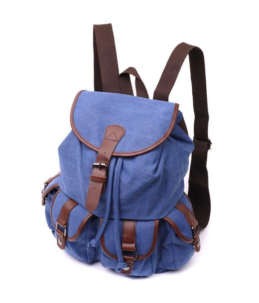 Надійний текстильний рюкзак, що закривається клапаном на магніт Vintage 22154 Синій