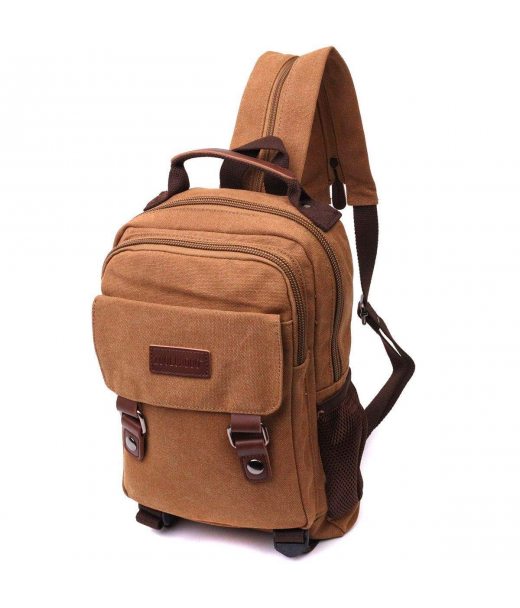 Зручний текстильний рюкзак з ущільненою спинкою та відділенням для планшета Vintage 22167 Коричневий
