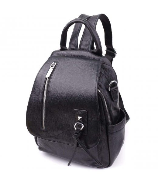 Классический женский рюкзак из натуральной кожи Vintage 23061 Черный