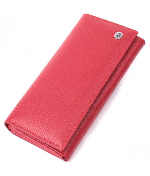 Яскравий жіночий гаманець горизонтального формату з натуральної шкіри ST Leather 22514 Червоний