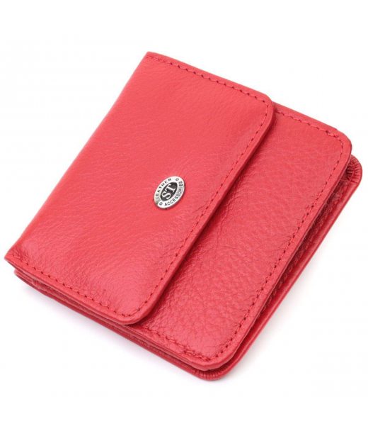 Жіночий компактний гаманець з кишенею для монет з натуральної шкіри ST Leather 22689 Червоний