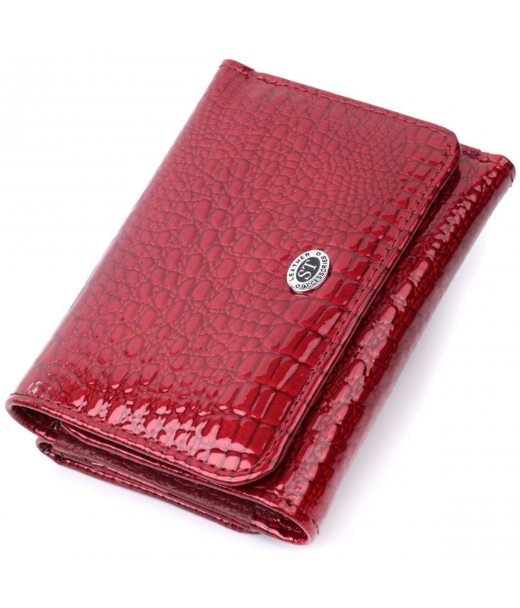 Стильний жіночий фактурний гаманець із натуральної шкіри ST Leather 22731 Червоний