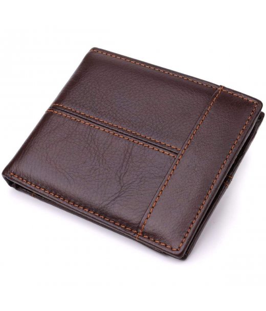 Горизонтальний стильний гаманець з натуральної шкіри Vintage 22888 Коричневий
