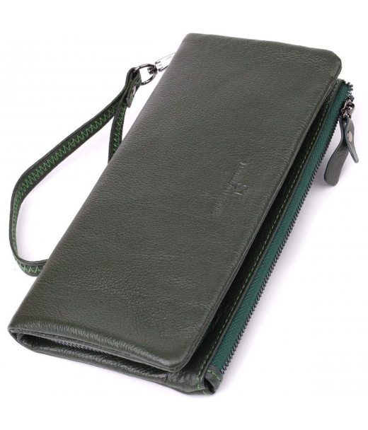 Зручний гаманець для жінок з ременем з натуральної шкіри ST Leather 23104 Зелений