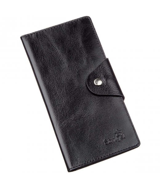 Гаманець чоловічий вертикальний зі шкіри Алькор на кнопках SHVIGEL 16173 Чорний