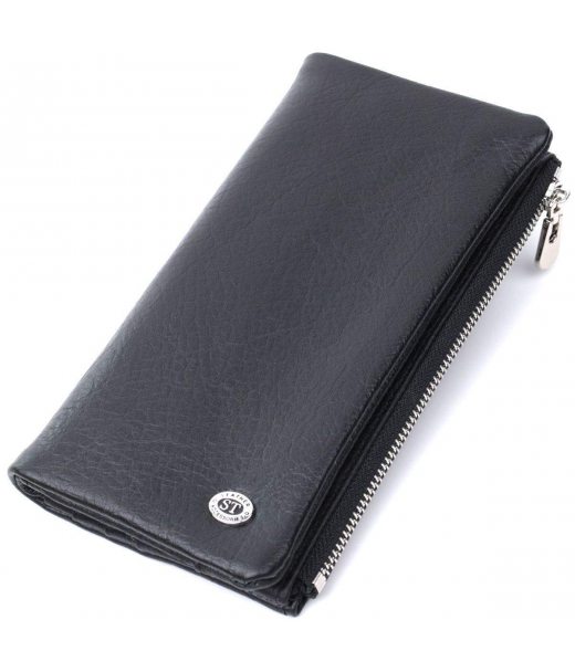 Вертикальний гаманець унісекс із м'якої натуральної шкіри ST Leather 22743 Чорний Вертикальний гаманець унісекс із м'якої натуральної шкіри ST Leather 22743 Чорний