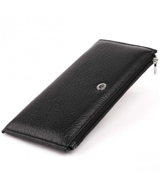 Горизонтальний тонкий гаманець зі шкіри унісекс ST Leather 19324 Чорний