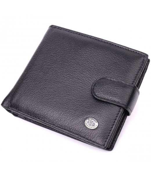Чоловічий трендовий гаманець із натуральної шкіри ST Leather 22553 Чорний