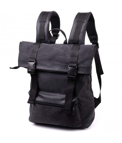 Добротний рюкзак для ноутбука із вставками еко-шкіри FABRA 22583 Чорний