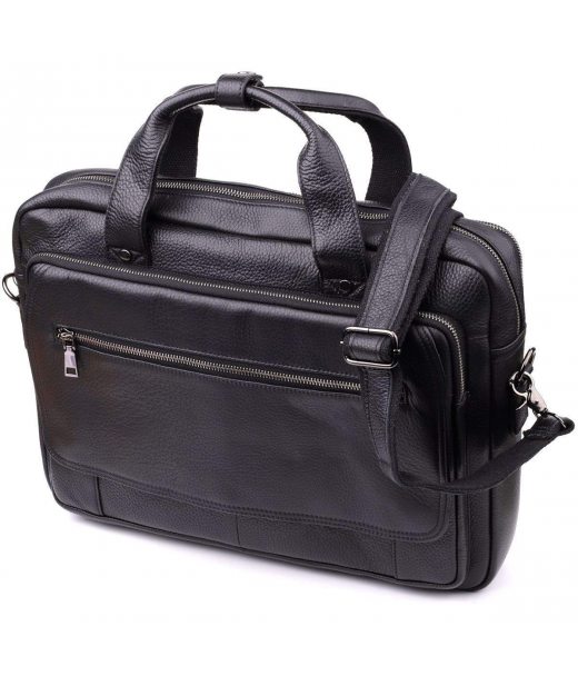 Місткий портфель для чоловіків з натуральної шкіри Vintage 23043 Чорний