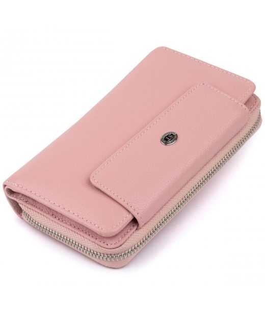 Гаманець зі шкіри на клямці ST Leather 19344 Рожевий