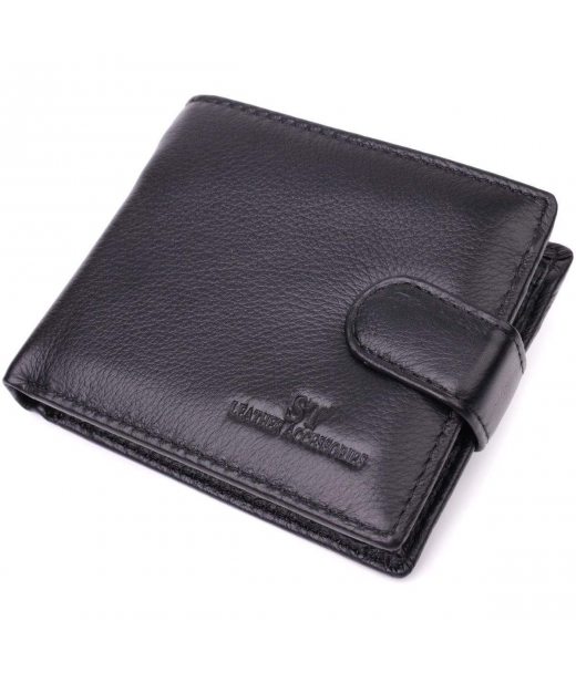 Гаманець для чоловіків зручного розміру з натуральної шкіри ST Leather 22463 Чорний