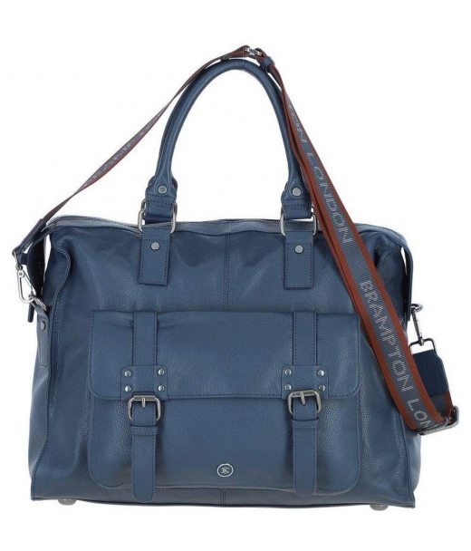 Шкіряна дорожня сумка Brampton London Weekender Navy (Синій)