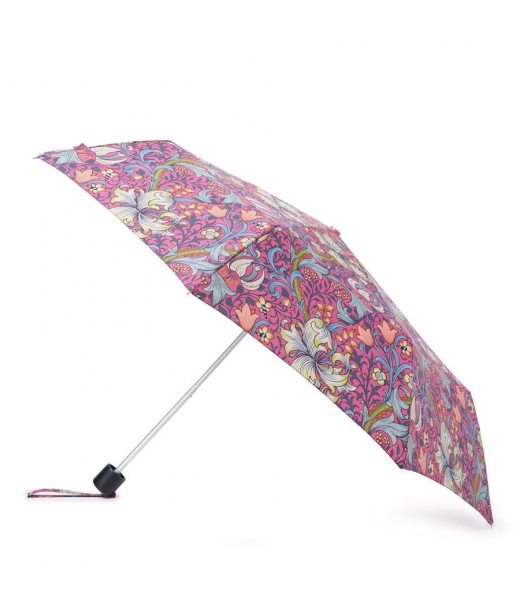 Женский зонт Fulton L907-041819 Morris & Co. Minilite-2 UV Golden Lily Pink