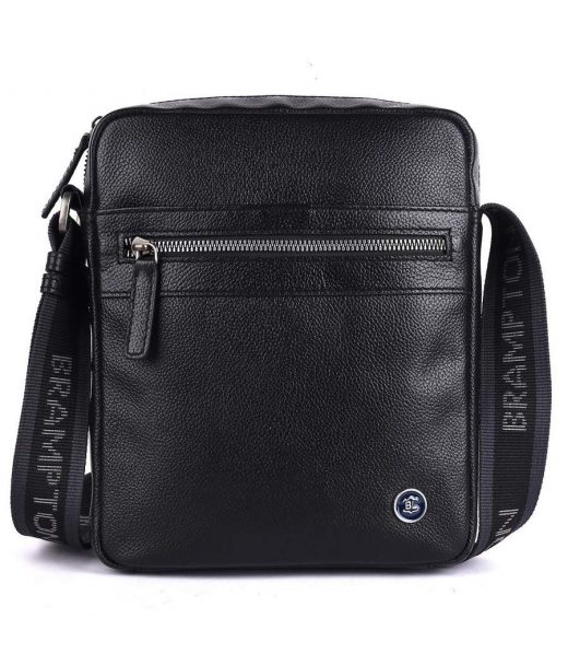 Чоловіча шкіряна сумка через плече Brampton London Crossflow Black (Чорний)