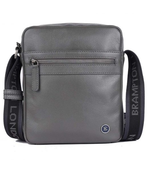Чоловіча шкіряна сумка через плече Brampton London Crossflow Grey (Сірий)