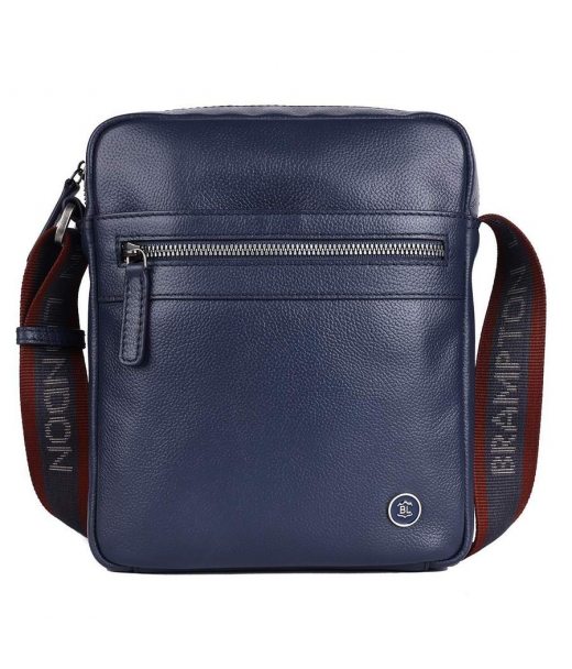 Чоловіча шкіряна сумка через плече Brampton London Crossflow Navy (Синій)