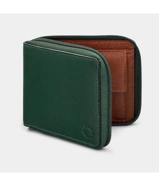 Чоловічий шкіряний гаманець Yoshi Y2046 17 (Green/Brown)