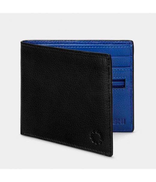 Чоловічий шкіряний гаманець Yoshi Y2378 (Black/Blue)