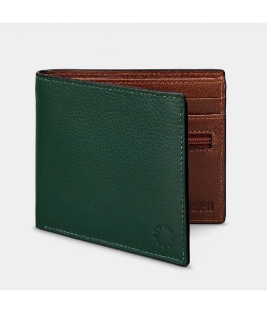 Чоловічий шкіряний гаманець Yoshi Y2378 (Green/Brown)