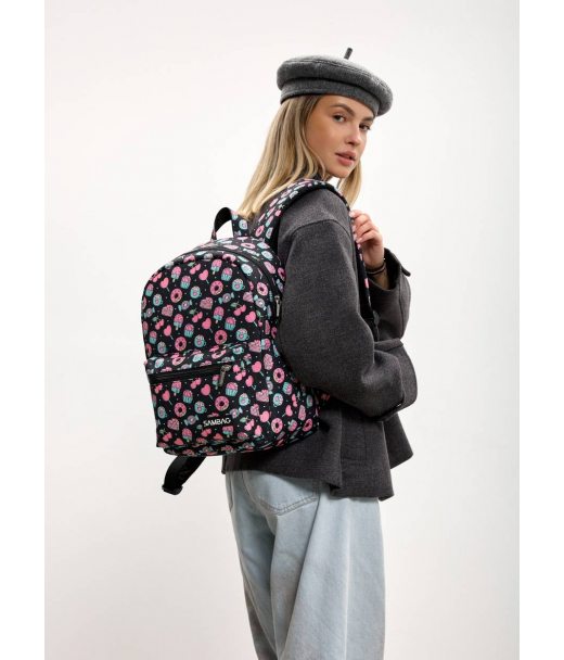 Жіночий рюкзак Sambag Talary чорний принт "Cake"