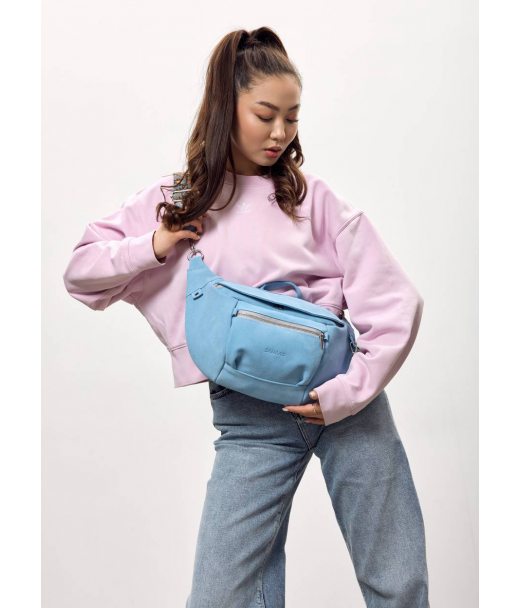 Жіноча замшева сумка бананка через плече Sambag DistrictDart блакитна Жіноча замшева сумка бананка через плече Sambag DistrictDart блакитна