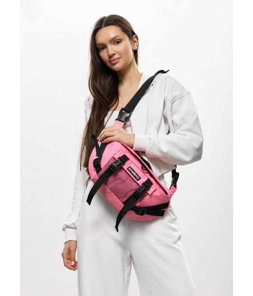 Большая женская поясная сумка-бананка Sambag DynamicDart розовая