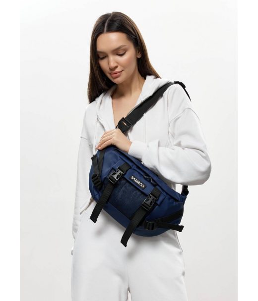 Велика жіноча поясна сумка бананка Sambag DynamicDart синя Велика жіноча поясна сумка бананка Sambag DynamicDart синя