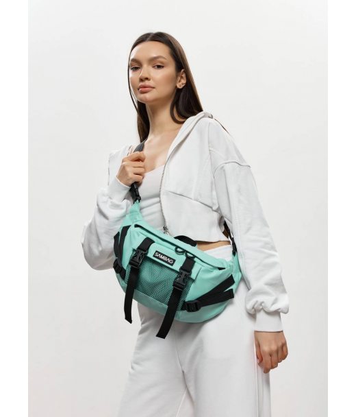 Велика жіноча поясна сумка бананка Sambag DynamicDart м'ятна Велика жіноча поясна сумка бананка Sambag DynamicDart м'ятна