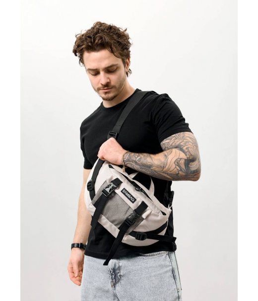 Велика чоловіча поясна сумка бананка Sambag DynamicDart сірий шовк Велика чоловіча поясна сумка бананка Sambag DynamicDart сірий шовк