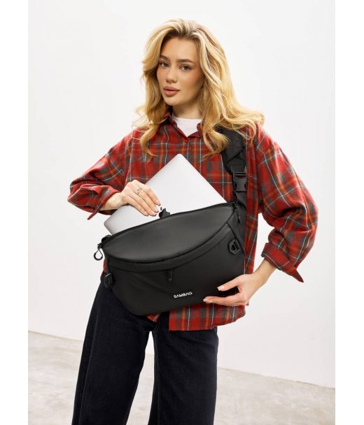 Жіноча cумка-бананка під ноутбук Sambag Urban Laptop чорна Жіноча cумка-бананка під ноутбук Sambag Urban Laptop чорна