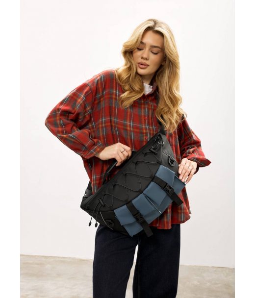 Жіноча cумка-бананка під ноутбук Sambag Urban Pro чорно-синя Жіноча cумка-бананка під ноутбук Sambag Urban Pro чорно-синя